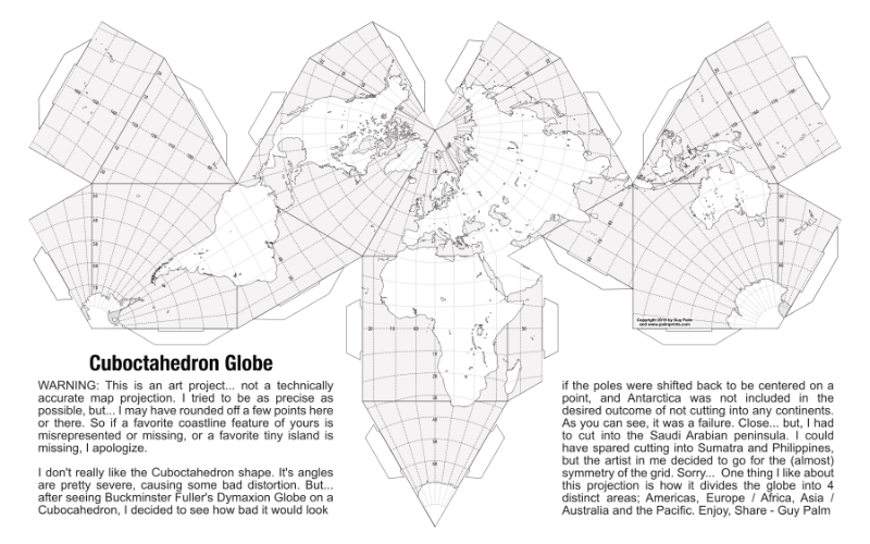 Cuboctahedron Globe BW